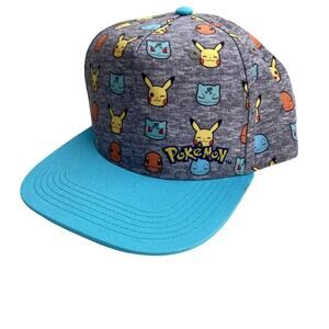 Pokemon All Over Printed Hat Blue Grey Youth One Size
